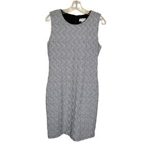Calvin Klein Women's Textured Sheath Dress Back Zip Closure Black White Size 10